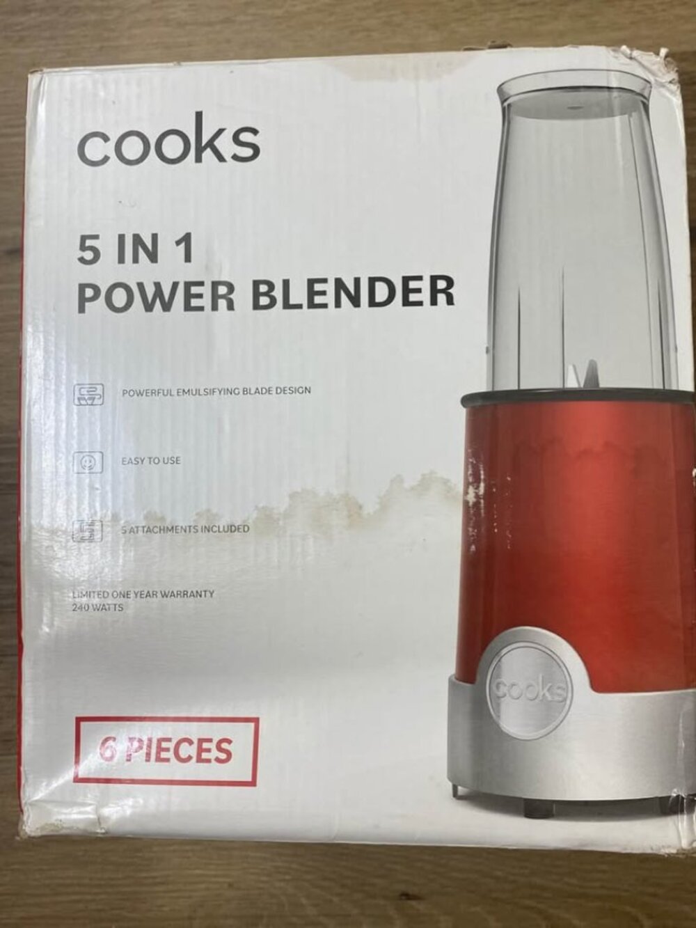 Cooks 5-in-1 Power Blender – Red | Personal Blender, Grinder & Smoothie Maker